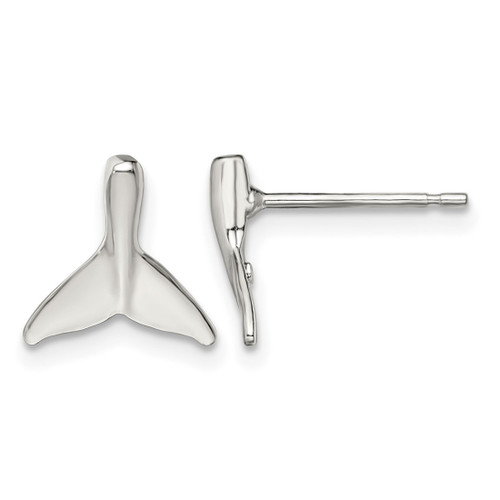 De-Ani Sterling Silver Rhodium-Plated Polished Mini Whale Tail Stud Earrings, 10.4 mm
