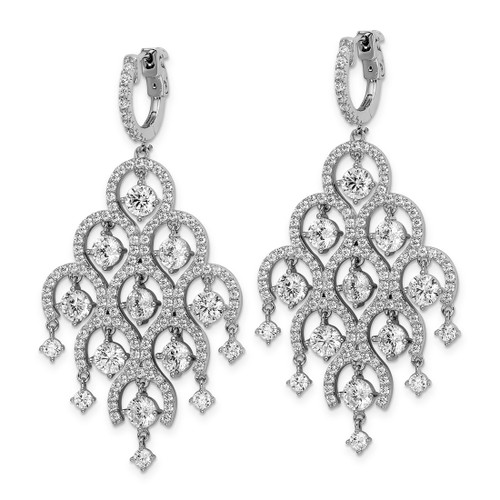 Sterling Shimmer Sterling Silver Rhodium-Plated 278 Stone Cubic Zirconia Chandelier Dangle Hinged Drop Earrings, 56.75 mm - View 2