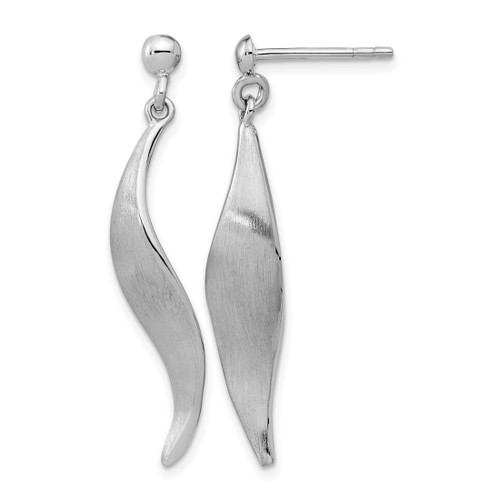 Sterling Silver Rhodium-Plated Brushed Dangle Earrings, 34 mm