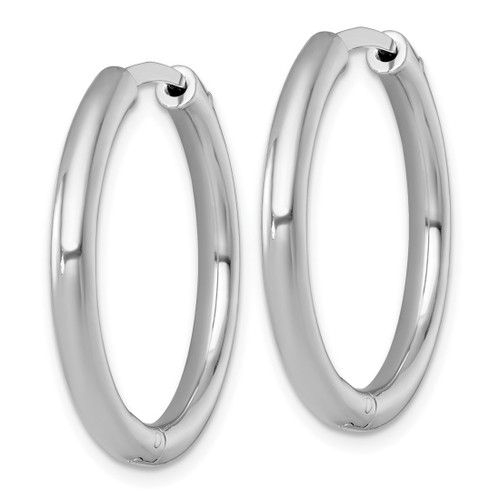 Sterling Silver Rhodium-Plated Polished 3 x 28 mm with Safety Lock Round Hinged Hoop Earrings - View 2