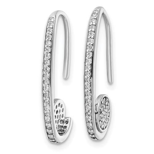 Sterling Silver Rhodium-Plated Polished Cubic Zirconia Dangle Earrings, 23.28 mm - View 2
