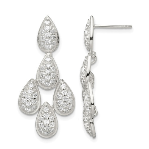 Sterling Silver Cubic Zirconia Chandelier Dangle Earrings, 31.8 mm