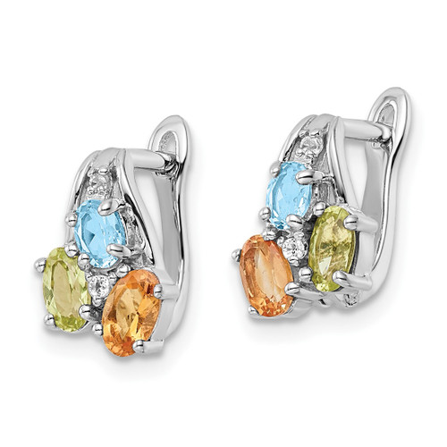 Sterling Silver Rhodium-Plated 1.50t.W. PE/CI/Lsbt/WT Hinged Drop Earrings, 12.3 mm - View 2