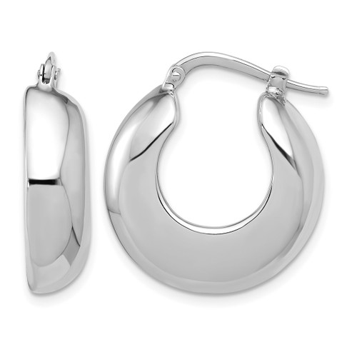 Sterling Silver Rhodium-Plated Polished Round Hoop Earrings, 25 mm