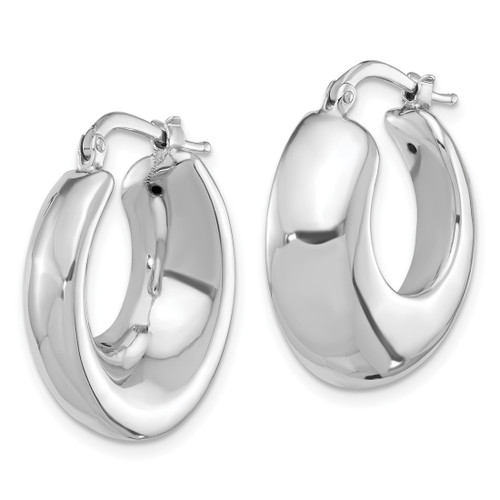 Sterling Silver Rhodium-Plated Polished Round Hoop Earrings, 25 mm - View 2