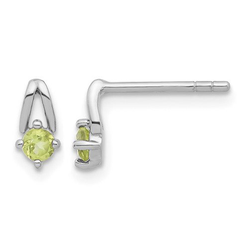 Sterling Silver Rhodium-Plated Peridot Stud Earrings, 8.3 mm