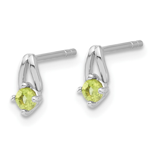 Sterling Silver Rhodium-Plated Peridot Stud Earrings, 8.3 mm - View 2