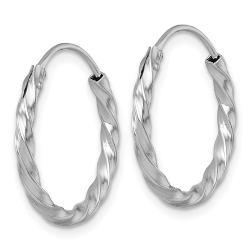 Sterling Silver Rhodium-Plated Polished Twisted 2.25 x 20 mm Round Endless Hoop Earrings - View 2