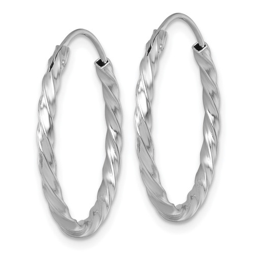 Sterling Silver Rhodium-Plated Polished Twisted 2.25 x 26 mm Round Endless Hoop Earrings - View 2