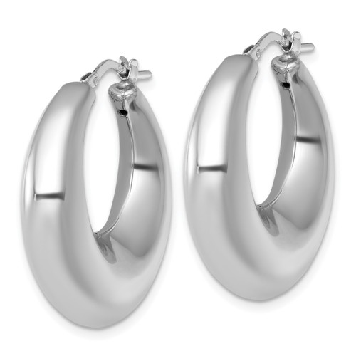 Sterling Silver Rhodium-Plated Polished 8 mm Graduated Puffed Hoop Earrings, 31.3 mm Long - View 2