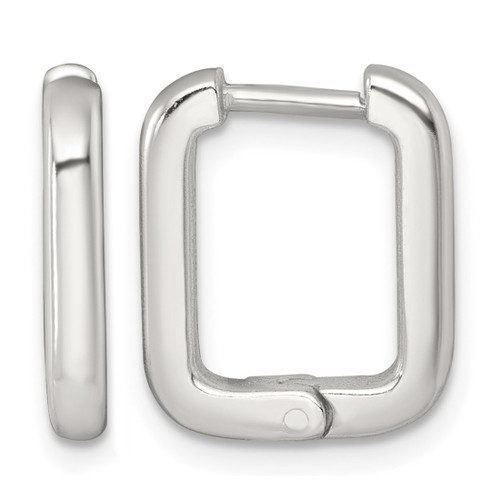 Sterling Silver Polished 2.5 mm X 12 mm Rectangular Hinged Hoop Earrings, 15.5 mm Long