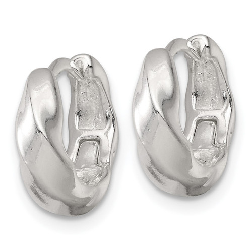 Sterling Silver Polished Twisted Tapered Round Hinged Hoop Earrings, 13.25 mm - View 2