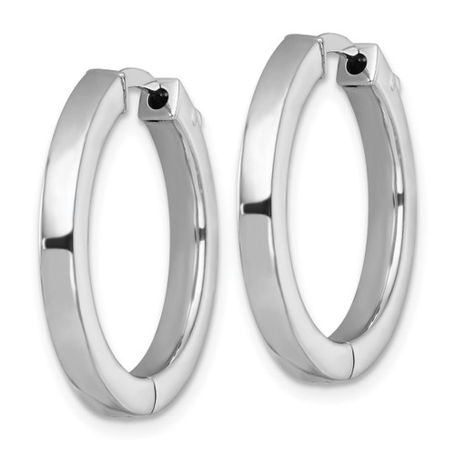 Sterling Silver Rhodium-Plated Polished 3 x 25 mm Hinged Square Tube Hoop Earrings - View 2