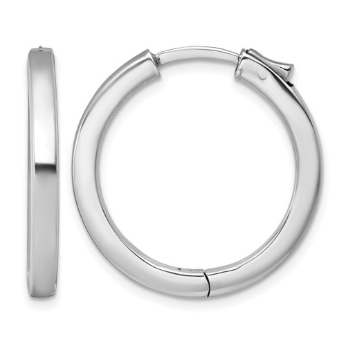 Sterling Silver Rhodium-Plated Polished 3 x 28 mm Hinged Square Tube Hoop Earrings