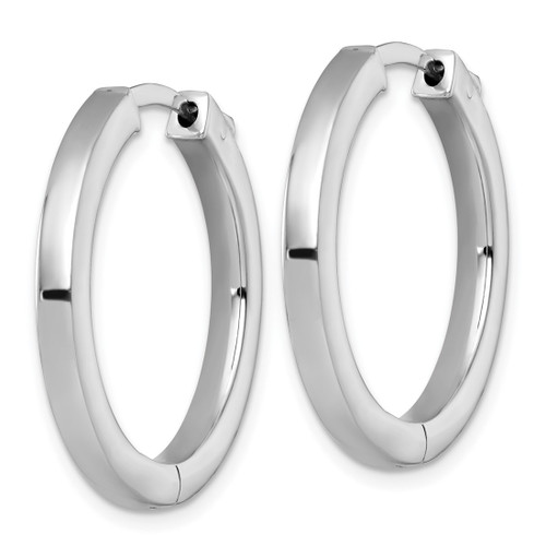 Sterling Silver Rhodium-Plated Polished 3 x 28 mm Hinged Square Tube Hoop Earrings - View 2