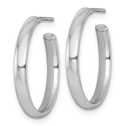 Sterling Silver Rhodium-Plated Polished 3.00 x 23 mm C-Hoop Post Earrings, 22.75 mm Long - View 2
