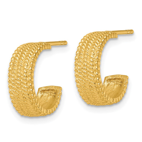 Sterling Silver Gold-Tone Polished And Textured C-Hoop Post Earrings, 15 mm - View 2