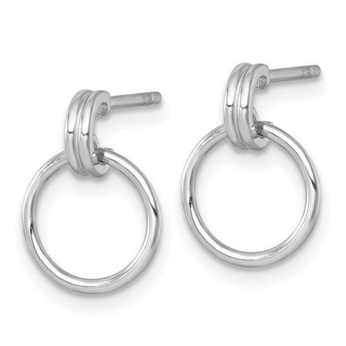 Sterling Silver Rhodium-Plated Polished Circle Post Dangle Earrings, 14.4 mm - View 2