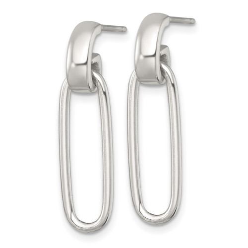 Sterling Silver Polished Elongated Oval Dangle Earrings, 30.7 mm - View 2