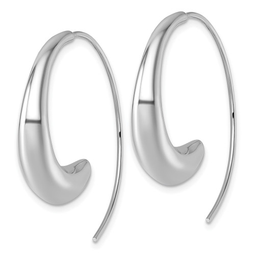 Sterling Silver Rhodium-Plated Polished Graduated Circle Threader Drop Earrings, 32.9 mm - View 2
