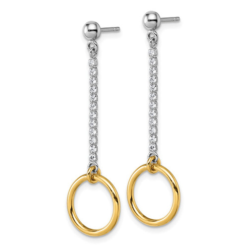Sterling Silver Rhodium-Plated and Gold-Plated Cubic Zirconia Circle Dangle Earrings, 44.05 mm - View 2