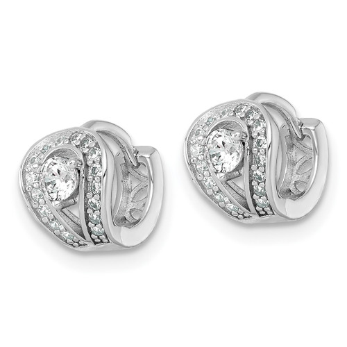 Sterling Silver Rhodium-Plated Polished Cubic Zirconia Halo Hinged Hoop Earrings, 8.9 mm - View 2