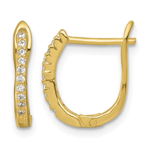 Sterling Silver Gold-Tone Polished Cubic Zirconia Hoop Earrings, 15.6 mm