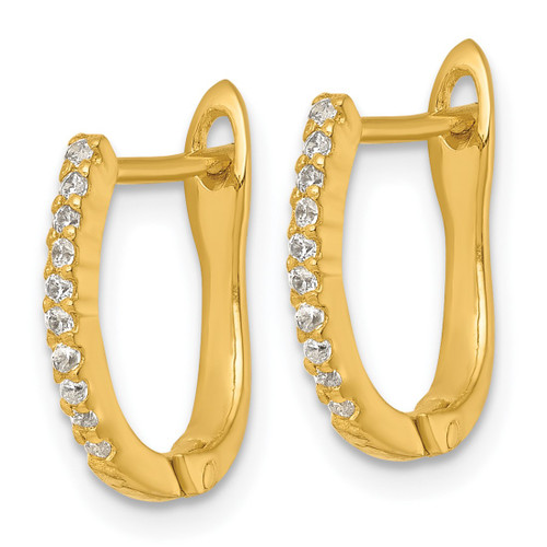 Sterling Silver Gold-Tone Polished Cubic Zirconia Hoop Earrings, 15.6 mm - View 2