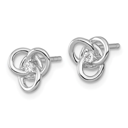 Sterling Silver Rhodium-Plated Polished Cubic Zirconia Trinity Knot Stud Earrings, 8.35 mm - View 2
