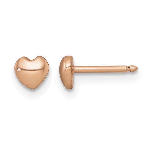 Sterling Silver Rose Gold-Tone Polished Petite Heart Stud Earrings, 4.3 mm