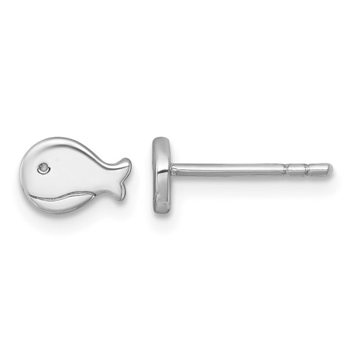 Sterling Silver Rhodium-Plated Polished Whale Stud Earrings, 5.2 mm