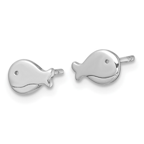 Sterling Silver Rhodium-Plated Polished Whale Stud Earrings, 5.2 mm - View 2