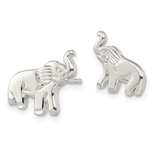 Sterling Silver Elephant Stud Earrings, 11 mm - View 2