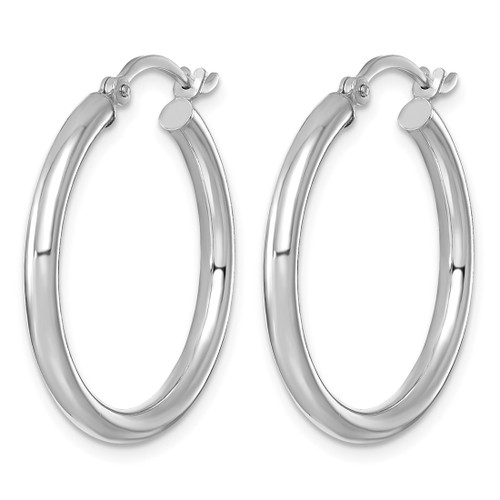 Sterling Silver Rhodium-Plated 2.5 mm Round Hoop Earrings, 27 mm Long - View 2