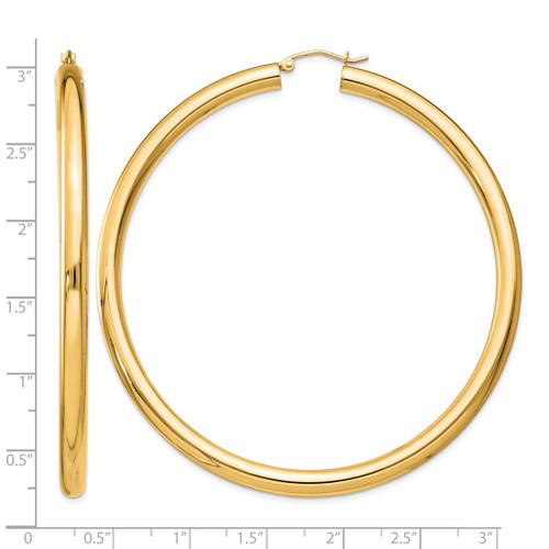 Sterling Silver Flash Gold and Silver-Tone 4 mm Round Hoop Earrings, 72 mm Long - View 2