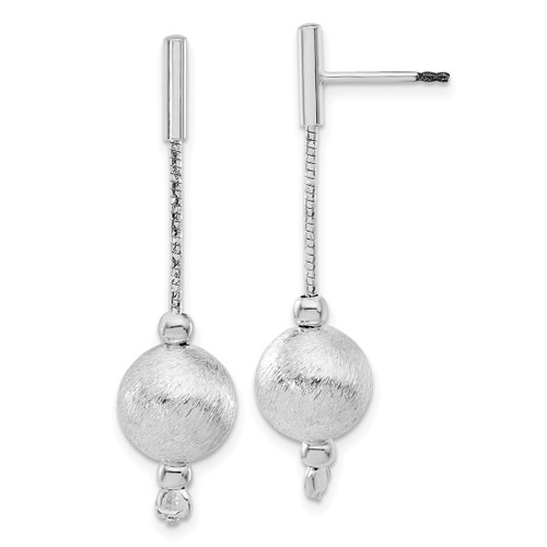 Sterling Silver Polished & Textured Ball Post Dangle Earrings, 41.5 mm