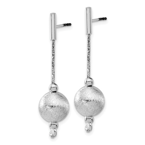 Sterling Silver Polished & Textured Ball Post Dangle Earrings, 41.5 mm - View 2