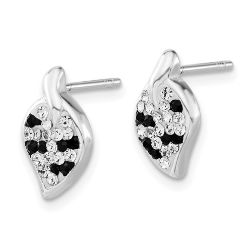 Sterling Silver Stellux Crystal Animal Print Leaf Shaped Stud Earrings, 13 mm - View 2
