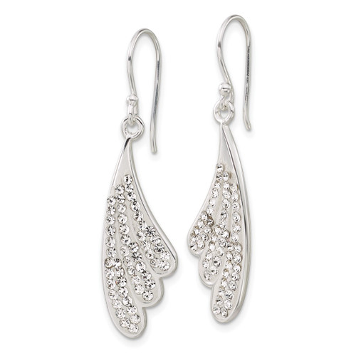 Sterling Silver Stellux Crystal Wing Dangle French Wire Earrings, 45 mm - View 2