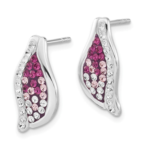 Sterling Silver Purple, Pink & White Stellux Crystal Post Dangle Earrings, 20 mm - View 2