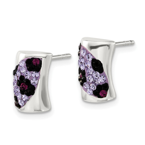 Sterling Silver Purple & Black Stellux Crystal Animal Print Stud Earrings, 13 mm - View 2