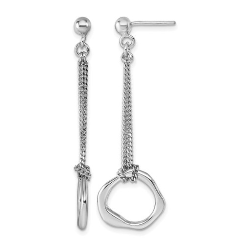 Sterling Silver Rhodium-Plated Polished Abstract Chain Dangle Earrings, 51 mm