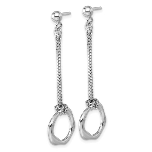 Sterling Silver Rhodium-Plated Polished Abstract Chain Dangle Earrings, 51 mm - View 2