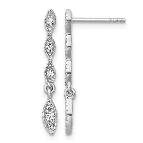 Sterling Silver Rhodium-Plated Polished Fancy Cubic Zirconia Dangle Post Earrings