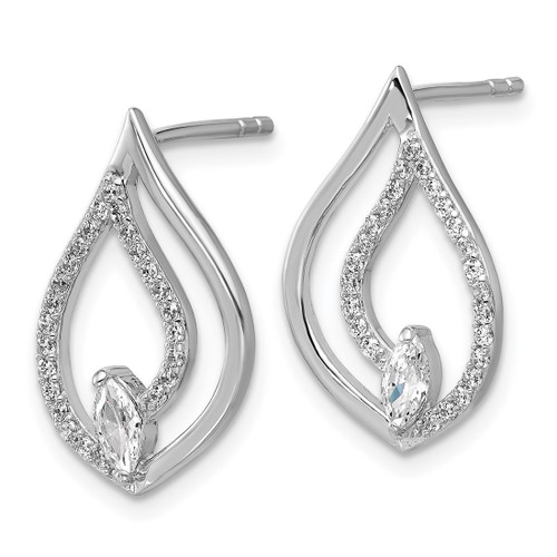 Sterling Silver Rhodium-Plated Marquise Cubic Zirconia Polished Teardrop Post Dangle Earrings, 18.6 mm - View 2
