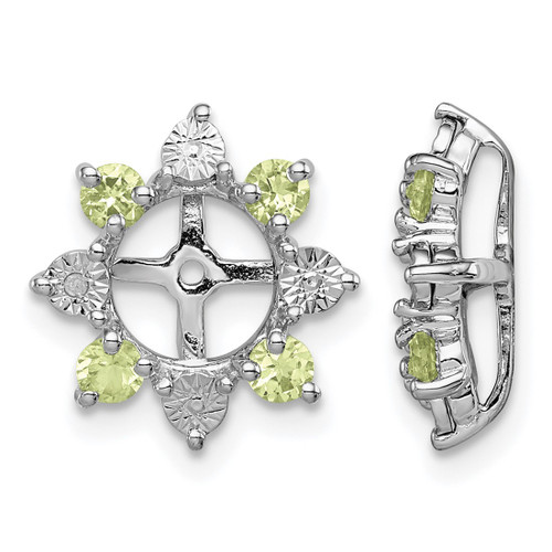 Sterling Silver Rhodium-Plated 0.007ct Diamond & Peridot Earring Jacket, 13 mm