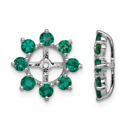Sterling Silver Rhodium-Plated Lab-Created Emerald Earring Jacket, 14 mm