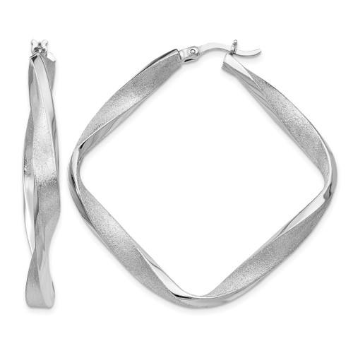 Sterling Silver Rhodium-Plated Radiant Essence Twisted Hoop Earrings, 45 mm