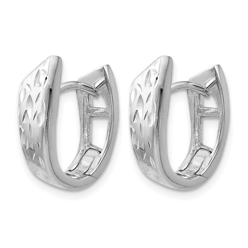 Sterling Silver Rhodium-Plated Radiant Essence Diamond-Cut Hoop Earrings, 15 mm - View 2