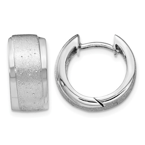Sterling Silver Rhodium-Plated Radiant Essence Hoop Earrings, 15 mm